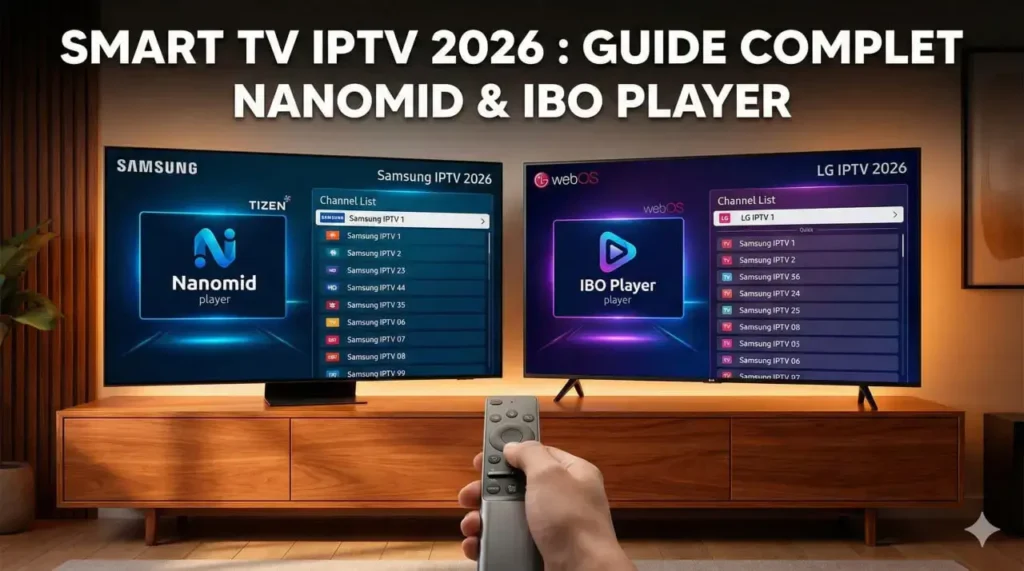 Smart TV IPTV 2026 Guide complet Nanomid & IBO Player sur Samsung et LG