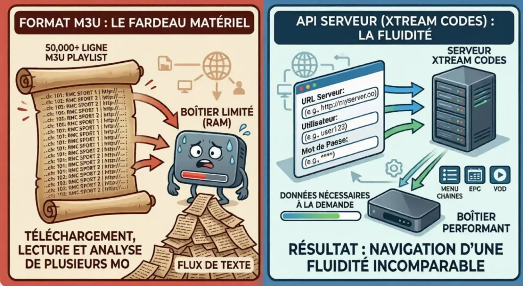 Comprendre le duel Xtream Codes vs M3U